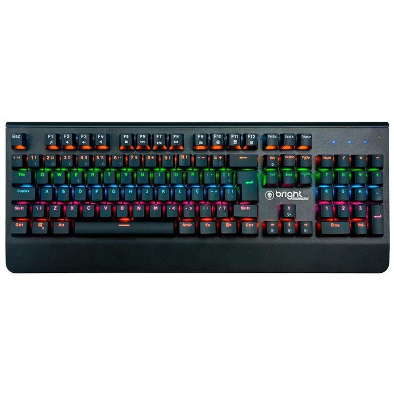 Teclado Mecânico Gamer Bright Titanium, RGB, Anti-Ghosting, ABNT2